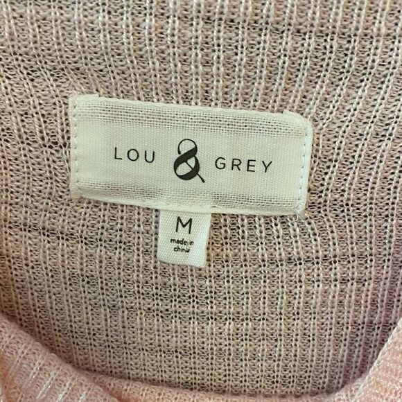 Lou & Grey Sz M Light Knit Pink Short Sleeve Lightweight Cowl Neck Sweater - Picture 7 of 7